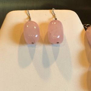 Organic Rose Quartz  Earrings sterling silver